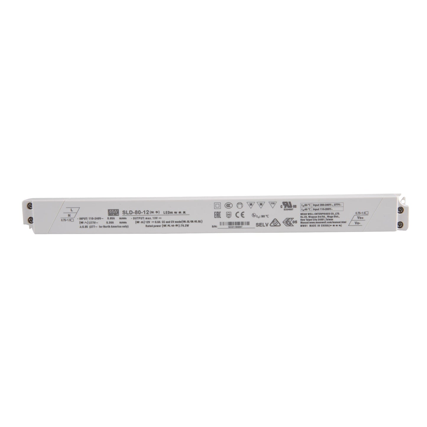 Блок питания Mean Well SLD-80-12 открытый в пластиковом корпусе