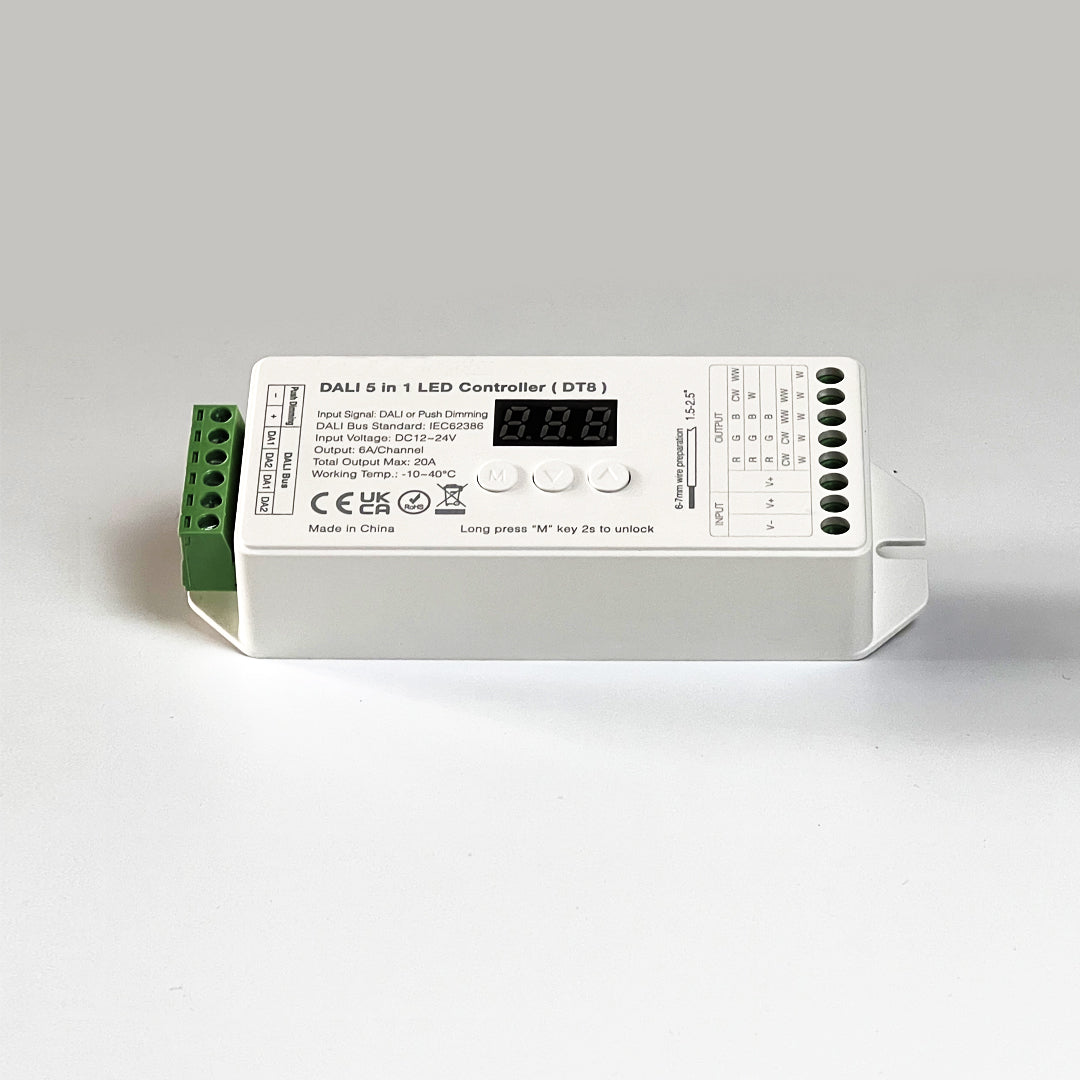 Контроллер DALI DT8 12-24V 5x6A с регулировкой цветовой температуры